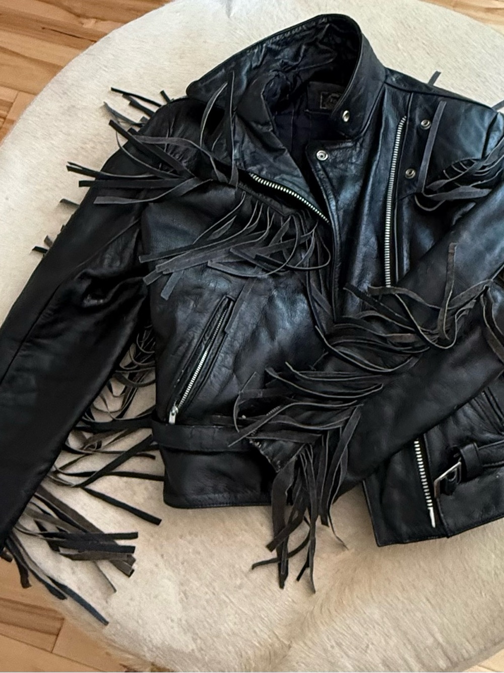 Vintage fringe leather jacket- concert wear- distressed and perfect
